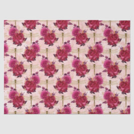 Papel De Seda Rosa e Dragonflies (Design 3)