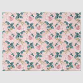 Papel De Seda Rosa e Dragonflies (Design 6)