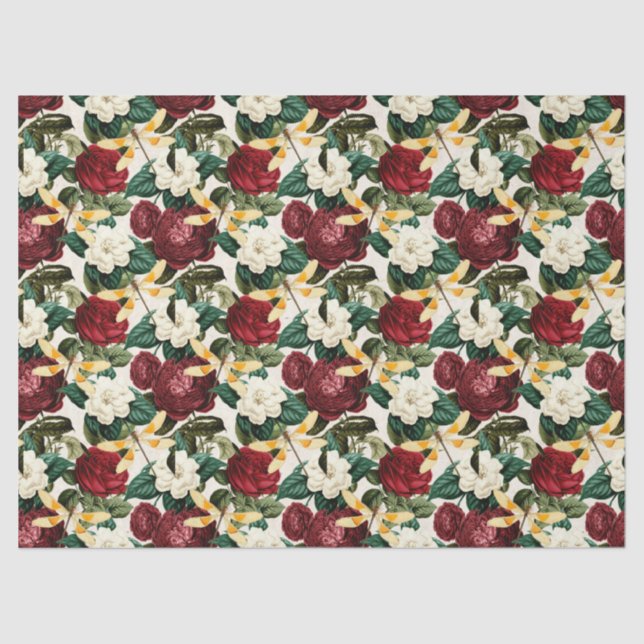 Papel De Seda Rosa e Dragonflies (Design 8) (Frente )