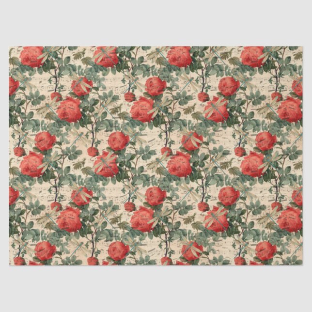 Papel De Seda Rosa e Dragonflies (Design 9) (Frente )