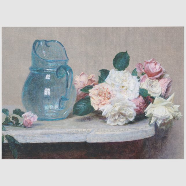 Papel De Seda Rosa e Glass Jug, Henri Fantin-Latour (Frente )