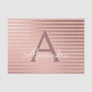 Papel De Seda Rosa Elegante Dourado - Monograma Cor-de-Rosa Esbr