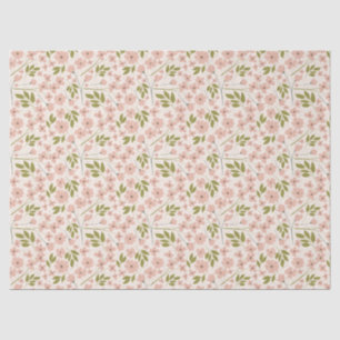 Papel De Seda Rosa Esbranquiçado, Creme Primavera Floral Padrão