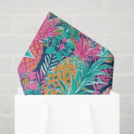 Papel De Seda Rosa Esmeralda Azul Marinho Abacaxis Preppy