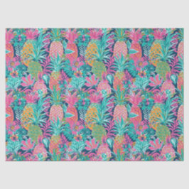 Papel De Seda Rosa Esmeralda Azul Marinho Abacaxis Preppy