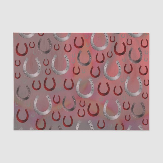 Papel De Seda rosa, ferradura, prata, padrão cinza, sorte, padrã (Frente )