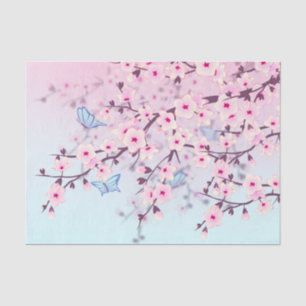 Papel De Seda Rosa floral das flores de cerejeira