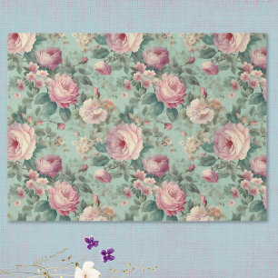 Papel De Seda Rosa Floral Vintage Água Decoupage