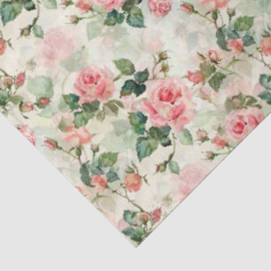 Papel De Seda Rosa Floral Vintage Bege Rosado