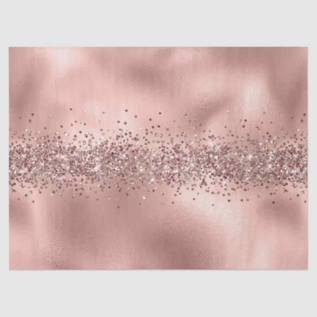 Papel De Seda Rosa Glam Dourado Glitzy Sparkle Glitter     (Frente )