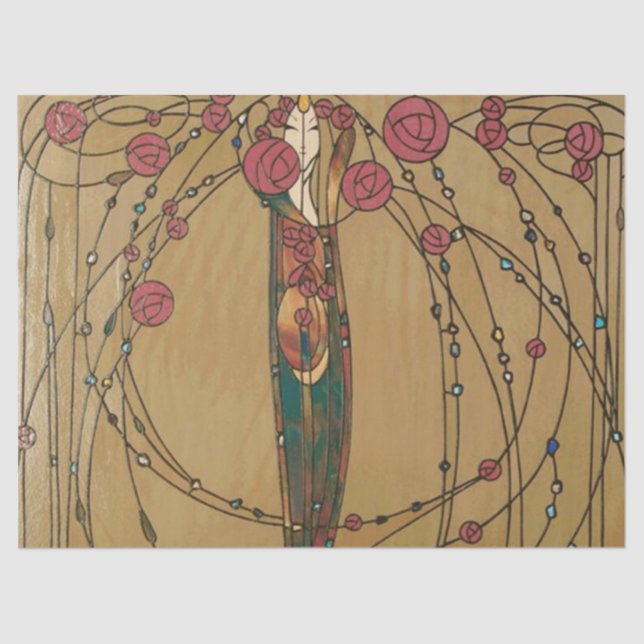 Papel De Seda Rosa House por Margaret MacDonald MacKintosh (Frente )