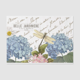 Papel De Seda Rosa Hummingbird Dragonfly Script Honeybee Francê