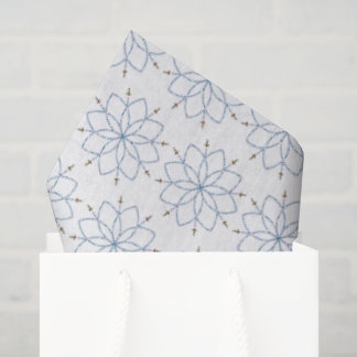 Papel De Seda Rosa Mística Flor Azul