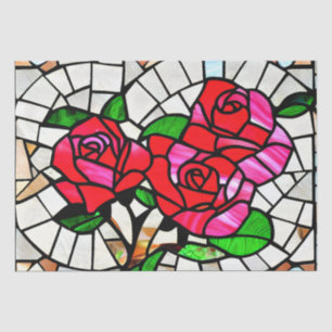 Papel De Seda Rosa Mosaico - Dissociação de Arte de Vidro Obtida