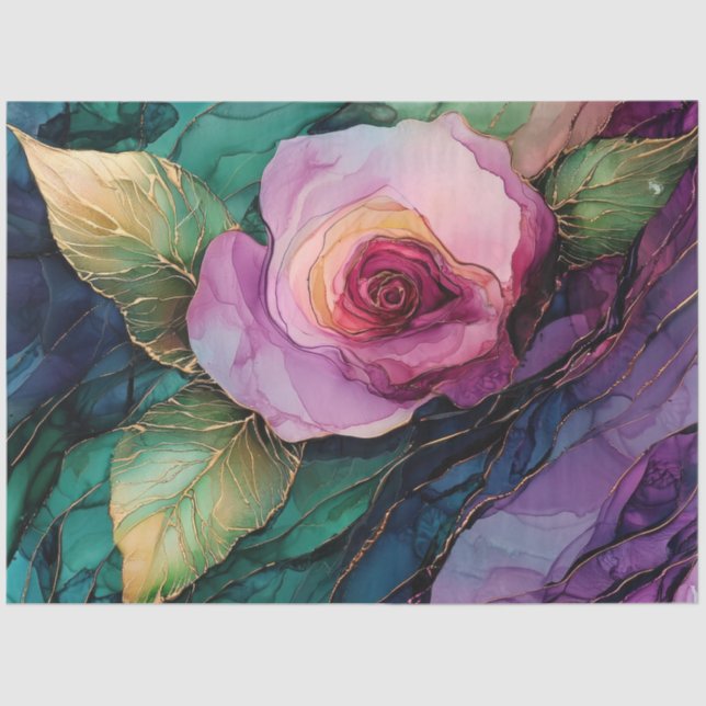 Papel De Seda Rosa nº 19 da série "Álcool Ink" (Frente )