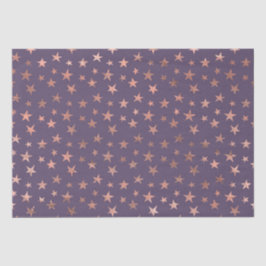 Papel De Seda Rosa Ouro Glamouroso com Estrelas Lavanda