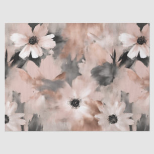 Papel De Seda Rosa Pastel Bege Floral Daisy