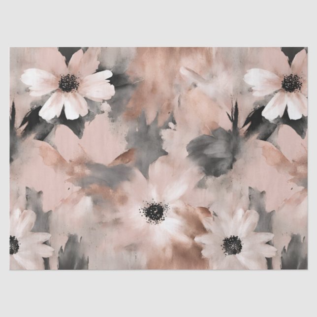 Papel De Seda Rosa Pastel Bege Floral Daisy (Frente )