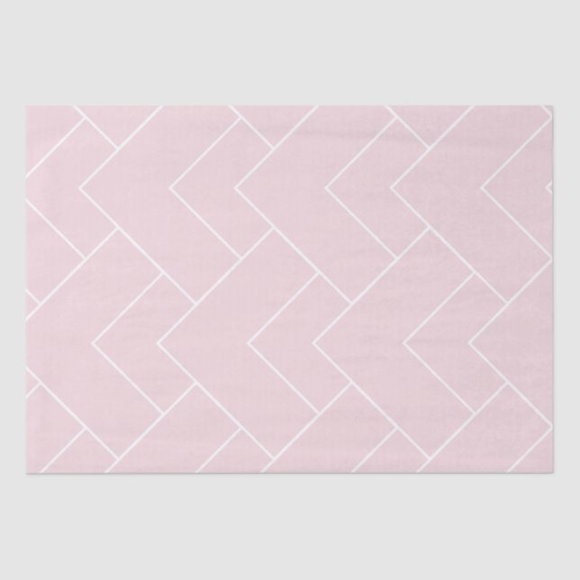 Papel De Seda Rosa Pastel com Padrão Geométrico Branco (Frente )