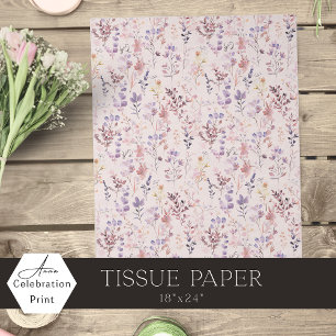 Papel De Seda Rosa Pêssego Boho Aquarela Flor Silvestre