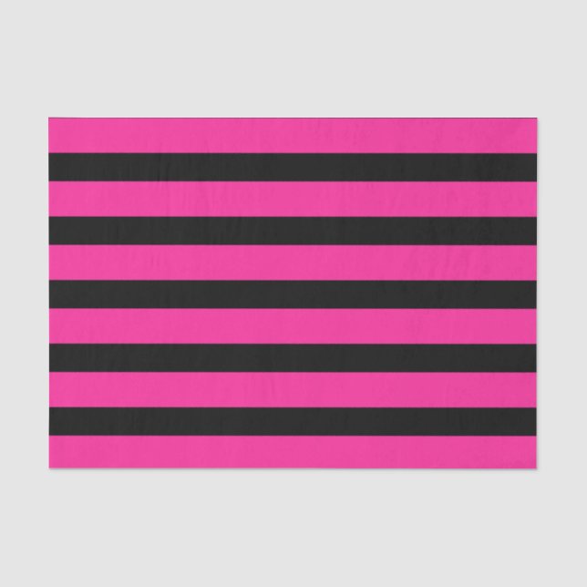 Papel De Seda Rosa Quente e Listras Pretas de Moda Listras Festa (Frente )