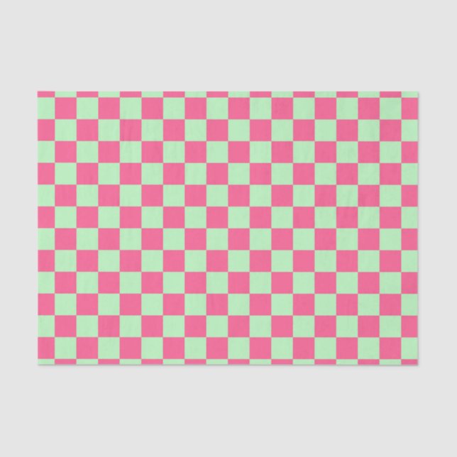 Papel De Seda Rosa quente e verde macio verificados (Frente )