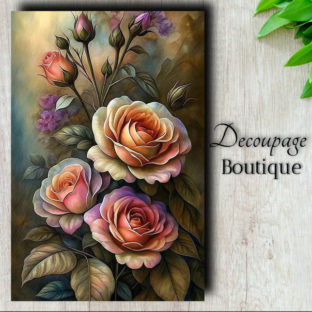 Papel De Seda Rosa Radiante Arte Decoupage (Radiant Rose Art Decoupage Tissue Paper)