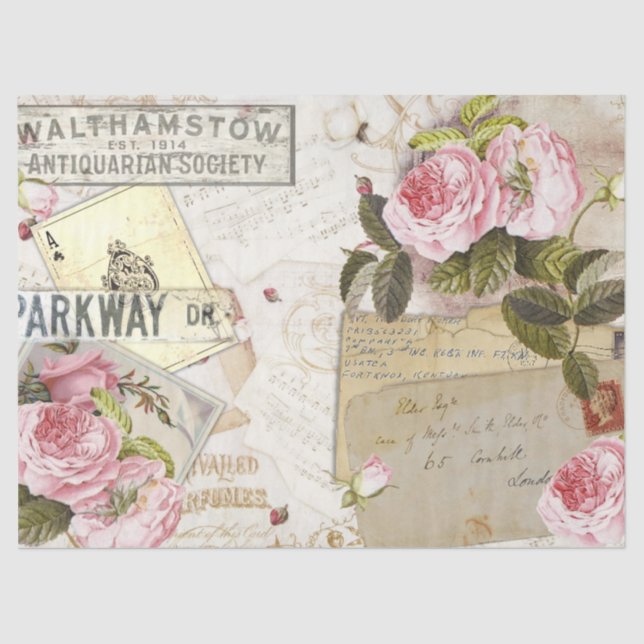 Papel De Seda Rosa Romântico Série Design 3 (Frente )