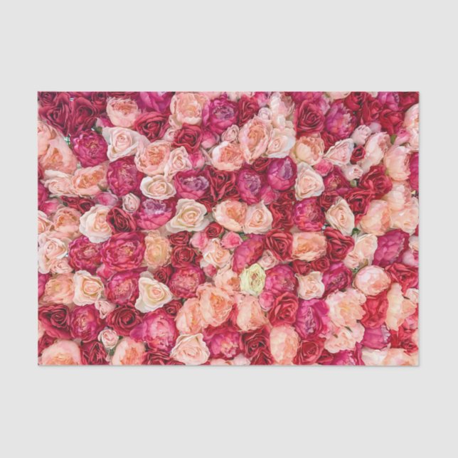 Papel De Seda Rosa Rosas Decoupage Red Pink (Frente )