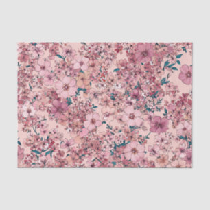 Papel De Seda Rosa Suave Floral Boho Vintage 70s Pastel Ditsy