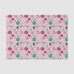 Papel De Seda Rosa temático Sewing bonito do teste padrão