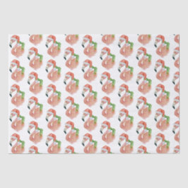 Papel De Seda Rosa Tropical Flamingo Natal Santa Hat