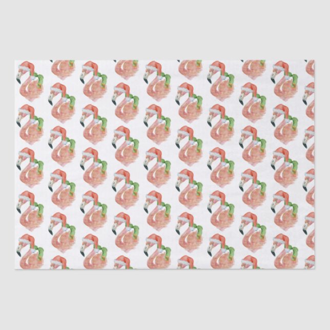 Papel De Seda Rosa Tropical Flamingo Natal Santa Hat (Frente )