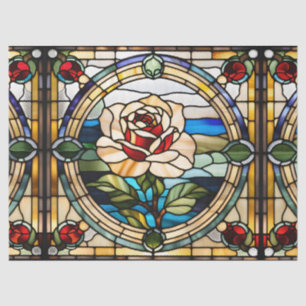 Papel De Seda Rosa Única de Vidro Pintado Falso para Artesanato