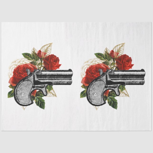 Papel De Seda Rosa Vermelha Série Steampunk Design 1 (Frente )