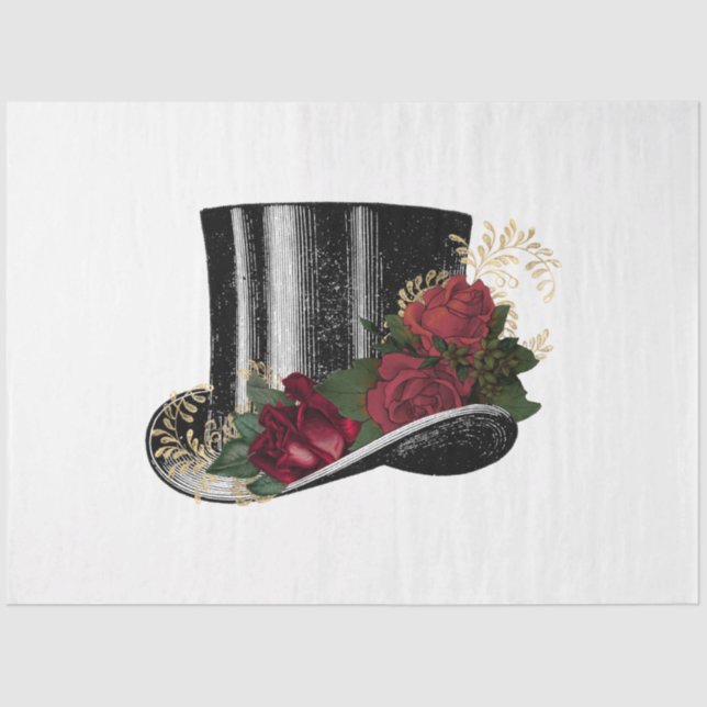 Papel De Seda Rosa vermelha Steampunk Series Design 2 (Frente )