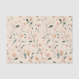 Papel De Seda Rosa Vintage Boho Floral Silvestre Suave
