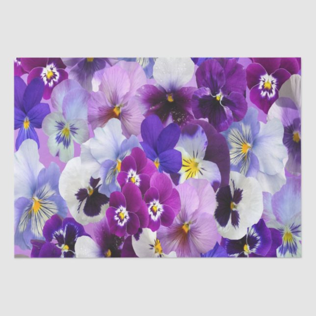 Papel De Seda Rosa Violeta Branco Pensé Floral Flor Aniversário  (Frente )