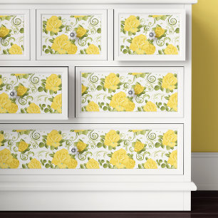 Papel De Seda Rosas Amarelas Elegantes Decoupage Floral
