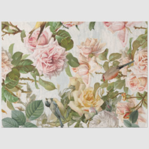 Papel De Seda Rosas Amarelas Verticais Rosa Verticais Aves Botân