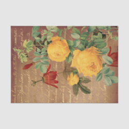 Papel De Seda Rosas Amarelas Vintage
