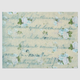 Papel De Seda Rosas Azuis e Brancas e Escrevendo