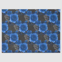 Papel De Seda Rosas Azuis na Decoupage do Carvão