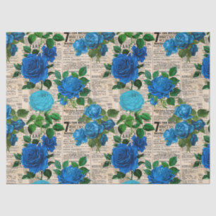 Papel De Seda Rosas azuis na página de dissociação da impress