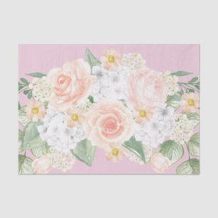 Papel De Seda Rosas bonito do rosa do buquê floral da aguarela