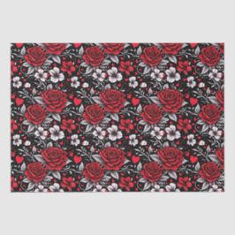 Papel De Seda Rosas bonito, Vermelhas, Pretas e Brancas, Coraçõe