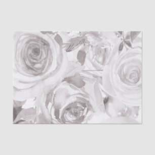 Papel De Seda Rosas Brancas Florais Rosa Moderno Elegante Casame