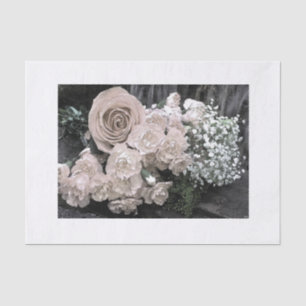 Papel De Seda Rosas brancos da aguarela do vintage feitos sob