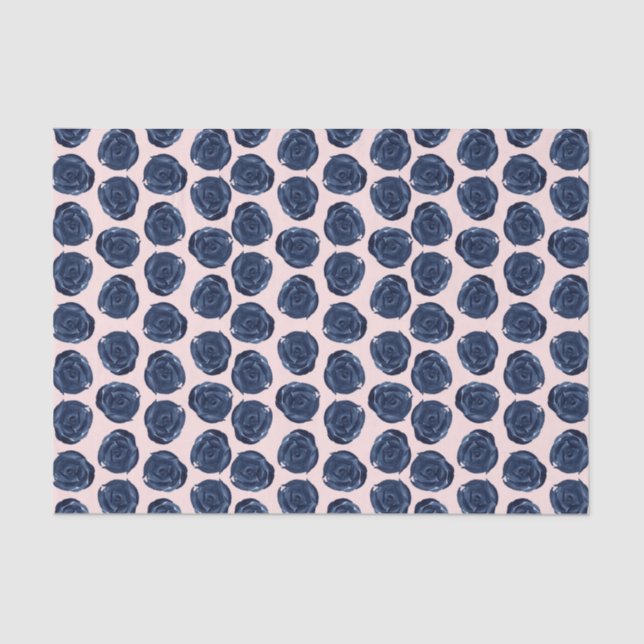 Papel De Seda Rosas com Gavinhas em Aquarela Rosa e Azul Casa de (Frente )