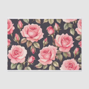 Papel De Seda Rosas cor-de-água rosa no fundo preto